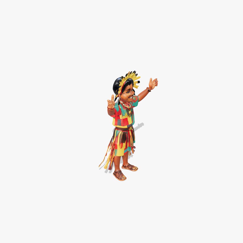 Colorful Tribal Child Character Rigged and Animated Model